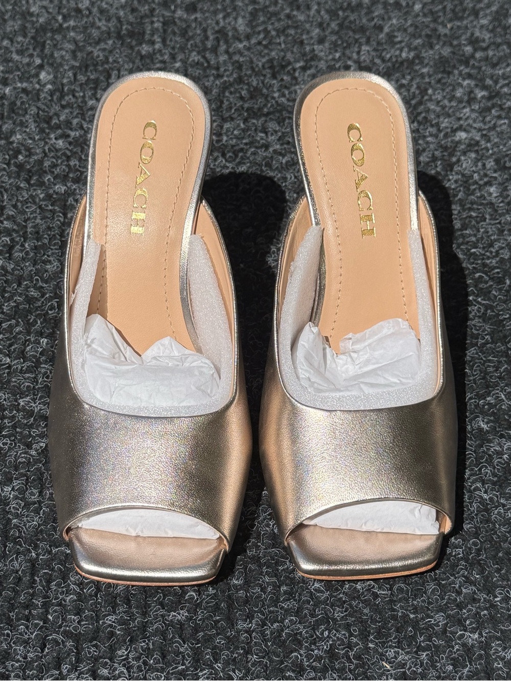 Coach patent leather mules